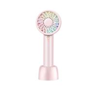 CYDZSRA Ventilateur portatif 3 vitesses USB rechargeable dispositif de refroidissement portable à piles refroidisseur de bureau intérieur sans brosse, Rose avec lumière