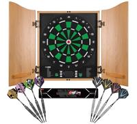 CyeeLife Cible de fléchettes électronique avec Portes d'armoire, Automate de fléchettes avec Ordinateur de Jeu incluant 12 fléchettes & Accessoires, 34 Jeux & 355 Variantes, Mode 8 Joueurs