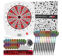 CyeeLife Cible de fléchettes électronique professionnelle avec ligne de fléchettes, 34 jeux et 355 variantes, cible professionnelle pour piles/adaptateur pour 1 à 8 joueurs avec 12 fléchettes