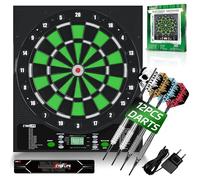 CyeeLife Cible de Fléchettes Électronique Set Professionnel - Cible de fléchettes avec 12 fléchettes, 1 ligne de lancer + 24 vols professionnels, 50 pointes + Fléchettes accessoires pour 1 à 8 joueurs