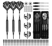 CyeeLife Jeu de fléchettes à pointe souple avec fût en laiton, fléchettes professionnelles à pointe plastique, tiges en aluminium/PC + 6 ailettes + 30 pointes souples + 20 joints toriques + 2