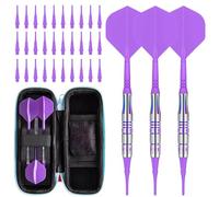 CyeeLife Lot de 3 fléchettes avec Pointe en Plastique 90% tungstène 90% tungstène - Lot de 3 fléchettes Professionnelles avec ailettes, tiges et Pointes (Noir) (Violette)