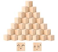 CYEER 30 Cubes en Bois Naturel 5x5x5cm - Gros Blocs de Bois Brut à Peindre pour Loisirs Créatifs, Bricolage Enfant, Décoration de Mariage et Apprentissage Montessori