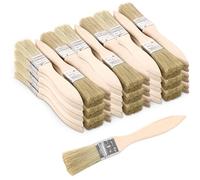 CYEER Lot de 100 pinceaux plats de 16 mm avec manche en bois, pinceaux à lasure en poils naturels pour peintures, vernis, teintures, colles