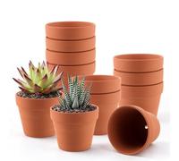 CYEER Lot de 12 petits pots en terre cuite - 12 × 10 cm - Pots en argile avec trou de drainage d'environ 1 cm - Petits pots de fleurs pour plantes succulentes, cactus, herbes