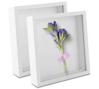 CYEER Lot de 2 cadres photo 3D, 30 x 30 cm, profonds, à remplir, profond, pour photos, bouquet de mariage, souvenirs, décoration murale, blancs