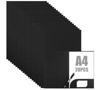 CYEER Lot de 20 Chemises de Présentation A4 en Papier Kraft Noir, Pochette à Rabats avec Fente pour Carte de Visite, Porte-Documents Professionnel pour Bureau, Séminaires, Études et Entretiens