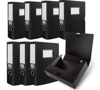 CYEER Lot de 8 boîtes de classement en plastique noir A4 Tranche de 75 mm pour documents A4