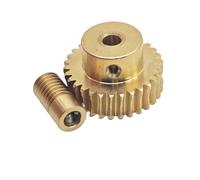 CYFANG Engrenage à vis sans fin en cuivre 0,5 m, 20 dents, rapport 1:20, tige de vis sans fin 10 x 20 mm, module 0,5, 20 dents cylindriques(Bore 6mm rod 5mm gear)