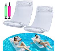CYFIE Lot de 2 Hamac pour Piscine avec Une Pompe, 4 en 1 Accessoires de Piscine Gonflables pour Adulte (Transparent)