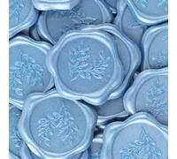 CYFUN DESIGN Lot de 100 autocollants de cire d'eucalyptus bleu de qualité supérieure pour invitations de mariage, Noël, emballage cadeau, fête prénuptiale, décoration de fête d'automne et scrapbooking