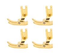 Cygmophing 4Pcs Industrial Sewing Machine Presser Foot Stainless Steel Anti Rust Gold Flat Sewing Machine Presser Foot for Household