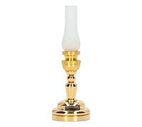 Cygmophing Dollhouse Lampe de Bureau 1:12 Métal LED Réaliste Mini Rétro Abat-Jour Givré Lampe de Table pour la Décoration