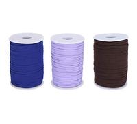 Cygmophing Elastic Band Flat Sewing Rope/Cord/String DIY Sleeve Mask Making High Elastic 100 Yard/Roll (bleu+café+violet)