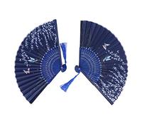 Cygmophing Éventail Pliant Bleu Groupe Danse Petit Papillon Fleurs de Cerisier Éventail Pliant Décoration Cadeau