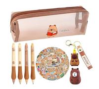 CYGMRFH Cadeau Set Capybara pour Enfants, 57 Pcs Set de Papeterie Mit Trousse Capybara, Porte-Clés, Taille-Crayon & Stylo Neutre, Mignon & Praktique pour l'École, Bureau & Geburtstagsgeschenke