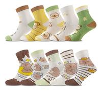 CYGMRFH Capybara Chaussettes amusantes pour enfants et hommes femmes 33-38 Multicolore Coton Motif animal mignon Chaussettes colorées Capybara Cochon d'eau en coton pour filles et garçons