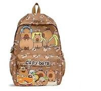CYGMRFH Capybara Ensemble de papeterie avec sac à dos mignon Capybara marron pour enfants et adolescents avec stylos, porte-clés, trousse à crayons en silicone, sac à thème animal pour étudiants
