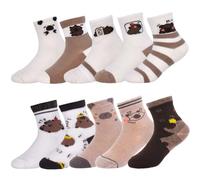 CYGMRFH Capybara Lot de 10 paires de chaussettes amusantes en coton pour enfants et femmes Motif animal mignon Multicolore Capybara Chaussettes en coton pour filles et garçons 14-16 cm