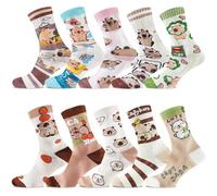 CYGMRFH Capybara Lot de 10 paires de chaussettes amusantes en coton pour homme et femme 34-42 Motif animal mignon Multicolore Kapibara Chaussettes en coton