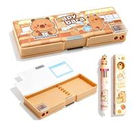 CYGMRFH Capybara Marron Étui Scolaire Multifonction Pop Up avec Stylo Multicolore et Taille-Crayon