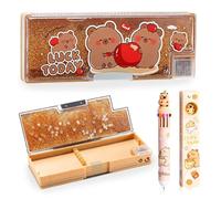 CYGMRFH Capybara Marron Étui Scolaire Multifonction Pop Up avec Stylo Multicolore et Taille-Crayon