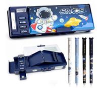 CYGMRFH Ensemble de papeterie sur le thème de Capybara, trousse à crayons double face avec mot de passe avec serrure et 4 stylos effaçables à l'encre bleue assortis, boîte à crayons durable pour
