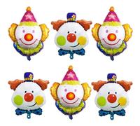 CYGMRFH Lot de 6 ballons en forme de cirque multicolore pour carnaval, fête, décorations de cirque, clown, biodégradables avec confettis unisexe adulte