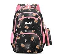 CYGMRFH Sac à Dos Fille Motif Capybara avec Trousse Scolaire Grande Capacité 3 Compartiments Poches Intérieures Bretelles Réglables Sac Oxford Étanche Enfant École Primaire Crèche Maternelle (Noir)