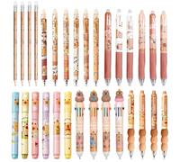 CYGMRFH Stylos Gel Effaçables Capybara 30 Pièces, 0,5mm Cartoon Capybara, Ensemble Stylo Fluorescent et Crayon, Stylos Créatifs Lisses, Fournitures Scolaires Bureau, Cadeaux pour Étudiants