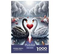 Cygne 1000 Pièces Heart Shaped Cygne Puzzle Adulte Un Puzzle Difficile Jeu Éducatif Défi Jouets Enfants Activité Familiale Parfaite Cadeaux pour Femmes Cadeaux pour Hommes 70x50cm/1000pcs
