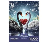 Cygne 1000 Pièces Heart Shaped Cygne Puzzles pour Adultes Un Puzzle Difficile Jeu Éducatif Défi Jouets Enfants Activité Familiale Parfaite Décoration De La Maison 70x50cm/1000pcs