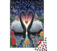 Cygne Amoureux Puzzle 1000 Piece pour Adultes Enfant, Puzzle Jeu Éducatif Défi Jouet Jeu D'adresse pour Toute La Famille 52x38cm/1000pcs