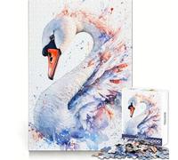 Cygne Aquarelle avec éclaboussures Puzzle 1000 pièces pour Adultes Idéal pour se concentrer, s'amuser et se détendre Cadeau mémorable (38x52cm)