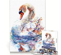 Cygne Aquarelle pour Adultes, Puzzle de 1000 pièces, stimule la mémoire, Passe-Temps paisible, découpe de qualité, Surprise d'anniversaire (38x26cm)