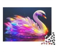 Cygne Arc-en-Ciel Puzzle 1000 Pièces Papier recyclé pour Adultes Puzzle pour Adultes Impossible Difficile Stimulant Jeu Familial Amusant Excellente idée Cadeau 52x38cm/1000pcs