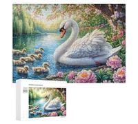 Cygne avec des Ailes Ouvertes en Fleurs Puzzle 300 Pièces pour Famille Soirée Puzzle Résolution De Problèmes Cadeau pour Cohésion 300 PCS