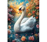 Cygne Blanc dans l'étang de Lotus 300 Pieces Casse-tête Collectionneur en Carton sans Déformation Très Difficile Motif Complexe Décoration Murale Cadeau Noël Premium 300 PCS