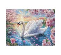 Cygne Blanc dans Un Champ de Fleurs 500 Pièces Puzzle Amateur d'art en Carton Anti-Déchirure Difficile Niveau Expert Décoration Murale Salon Idée Cadeau Saint Valentin 500 PCS