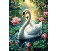 Cygne blanc dans un étang de lotus 300 Pieces Casse-tête Expert Confirmé En Carton Anti-Déchirure Faune sauvage et animaux de compagnie Très Difficile Motif Complexe Décoration Murale Cadeau Anniversa