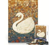 Cygne Blanc sous Une lumière étoilée Puzzle de 1000 pièces Pensée Claire Distraction Douce Bords précis Cadeau Symbolique (38x26cm)