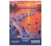Cygne Blancs Puzzle 1000 Pièces Lac Puzzles Jeu De Patience Et De Réflexion Décoration Murale De La Maison en Carton 100% Recyclé pour Les Adultes Et Les Enfants De Plus De 14 Ans 52x38cm/1000pcs