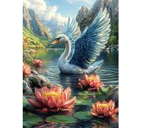 Cygne dans l'étang de lotus 500 Pièces Puzzle Collectionneur En Carton Anti-Déchirure Conte de fées animaux et plantes Haute Difficulté Motif Complexe Décoration Murale Collection Cadeau Premium 500 P