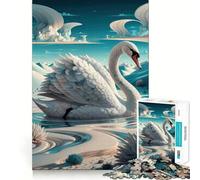 Cygne dans Un Paysage surréaliste Puzzle de 1000 pièces pour Adolescents Jeu de réflexion Activité à la Maison Découpe de qualité supérieure pour Les vœux du Père Noël 38x52cm