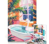 Cygne dans Une Baignoire avec Plantes Tropicales Puzzle de 1000 pièces pour Adolescents Jeu de réflexion Stimulant Passe-Temps Calme Découpe précise Joli Cadeau 50x75cm