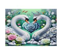 Cygne Fleur Eau Puzzle, 1000 Pcs Jeu D'intérieur Adulte | 52x38cm Carton, Amateurs D'art, Cadeau D'anniversaire, Réduction Du Stress, Ajustement Précis
