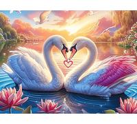 Cygne Heart 1000 Pièces Puzzle Adulte en Carton sans Déformation Faune Sauvage Très Difficile Anti-Stress Jeu De Société Idée Cadeau Anniversaire Rapport Premium 1000 PCS/75x50cm