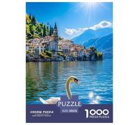 Cygne in The Water Puzzle 1000 Pieces Cadeau Unique Animaux Jeu Éduchatif Challenge Toy À De Qualité Supérieure Peinture Art pour Adultes Et Enfants À Partir De 12 Ans 38x26cm/1000pcs