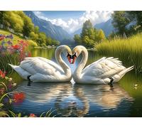 Cygne Lake 500 Pieces Casse-tête Adolescent en Carton Rigide Animal Animal de Compagnie Difficulté Moyenne Activité Éducative Cadeau Fête des Mères Haute Qualité Premium 500 PCS/52×38cm
