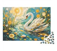 Cygne Nénuphar Soleil Puzzle, 1000 Pièces Jeu D'intérieur Adulte | 52x38cm Carton, Exercice Mental, Assemblage Facile, Amateurs De Puzzles, Réduction Du Stress